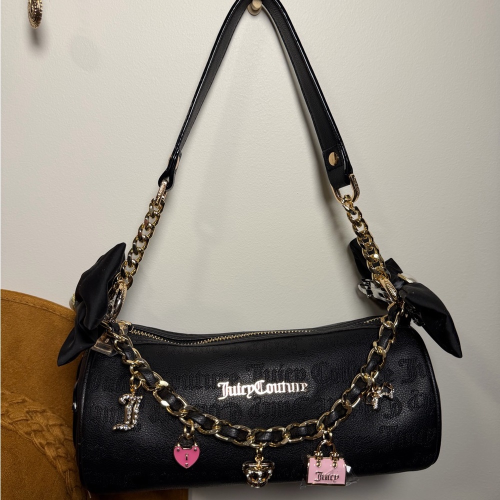 Juicy Couture Black Shoulder Bag with Gold Chain